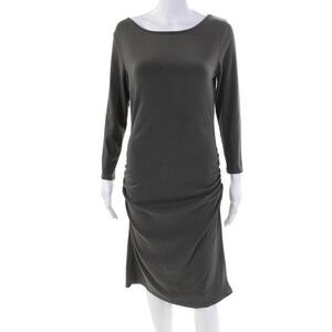 Jarbo Womens Long Sleeves Ruched Shirt Dress Gray Cotton Blend Size EUR 40